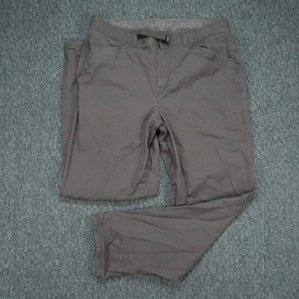 prAna Pants Mens 35x32 Gray Summit Relaxed Straight Trouser Stretch Belted